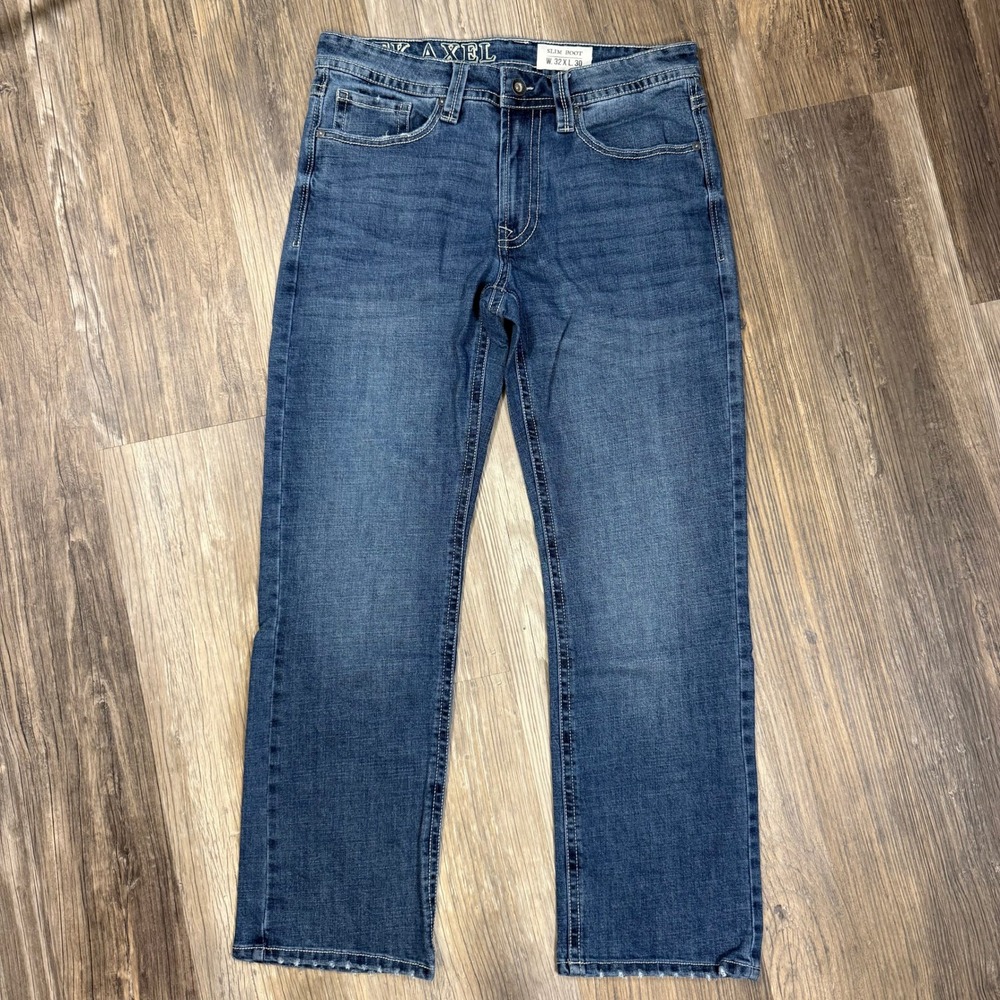 TK Axel Slim Boot Jeans Mens 32x30 Mediterranean Blue Stretch Denim Western